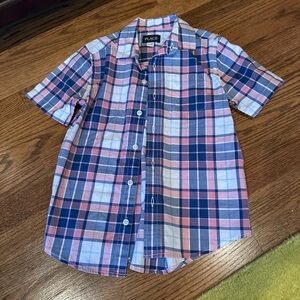 The Children's Place Blue and Pink Plaid Button Down Shirt